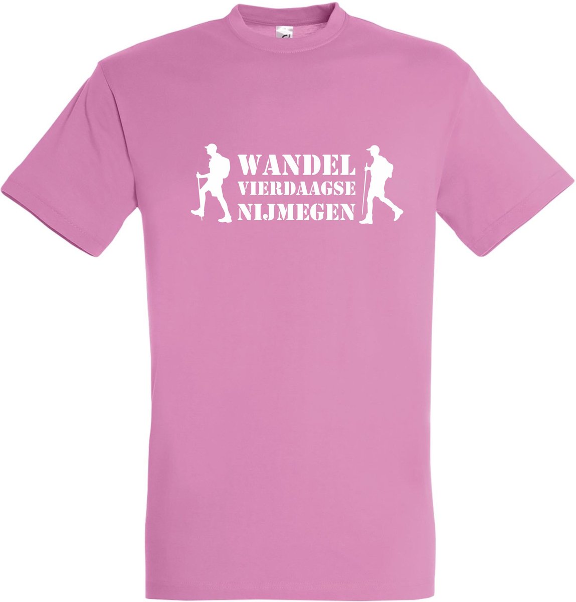 T-shirt Wandel vierdaagse NIjmegen met wandelaars |Wandelvierdaagse | vierdaagse Nijmegen | Roze woensdag | Roze | maat S